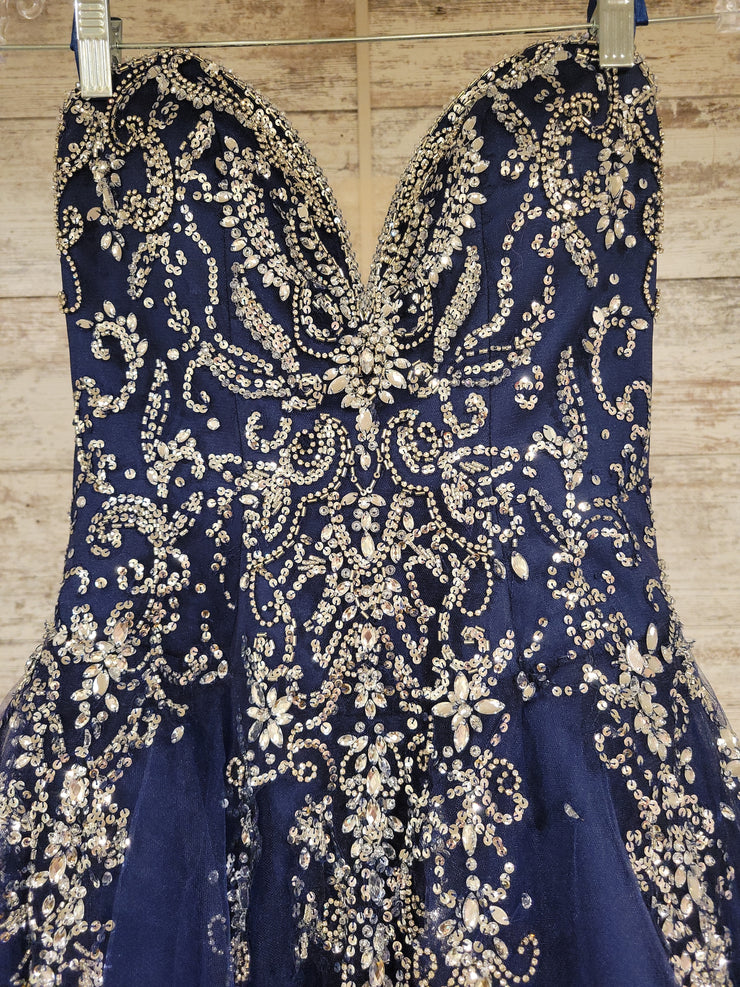 NAVY RHINESTONE TOP PRINCESS