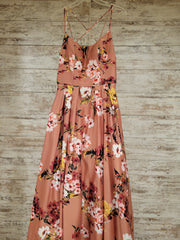 PINK/FLORAL A LINE GOWN