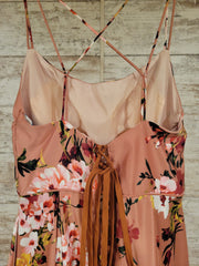 PINK/FLORAL A LINE GOWN