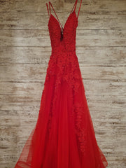 RED/FLORAL A LINE GOWN