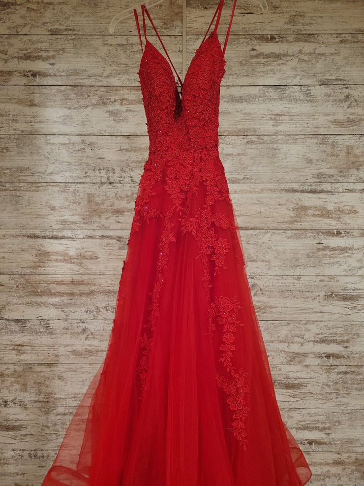 RED/FLORAL A LINE GOWN