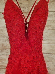 RED/FLORAL A LINE GOWN