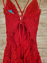 RED/FLORAL A LINE GOWN