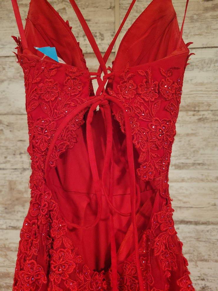 RED/FLORAL A LINE GOWN