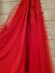 RED/FLORAL A LINE GOWN