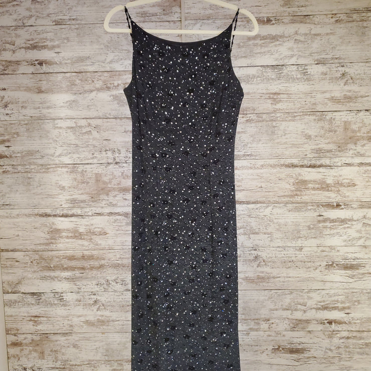 BLACK/GRAY LONG EVENING GOWN
