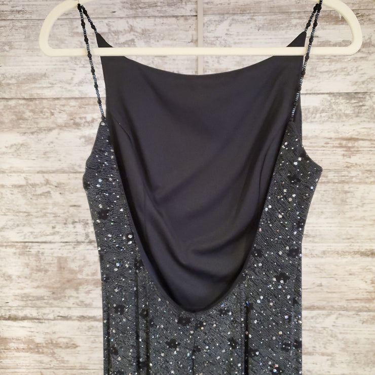 BLACK/GRAY LONG EVENING GOWN
