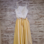 YELLOW/WHITE 2 PC. A LINE GOWN