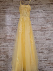 YELLOW/FLORAL A LINE GOWN