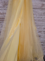 YELLOW/FLORAL A LINE GOWN