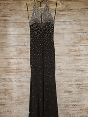 BLACK FULL BEADED LONG EVENING