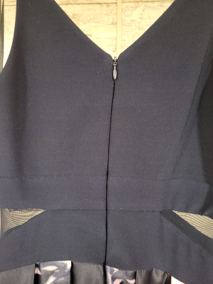 NAVY/FLORAL A LINE GOWN