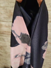 NAVY/FLORAL A LINE GOWN