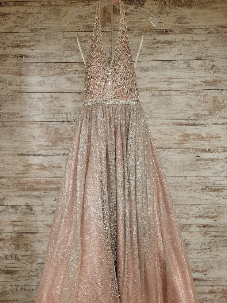 PINK/SILVER A LINE GOWN