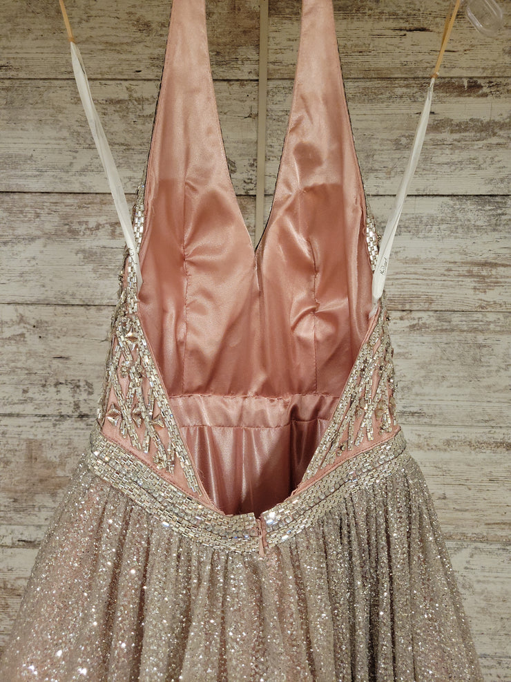 PINK/SILVER A LINE GOWN