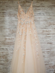 PEACH/FLORAL A LINE GOWN