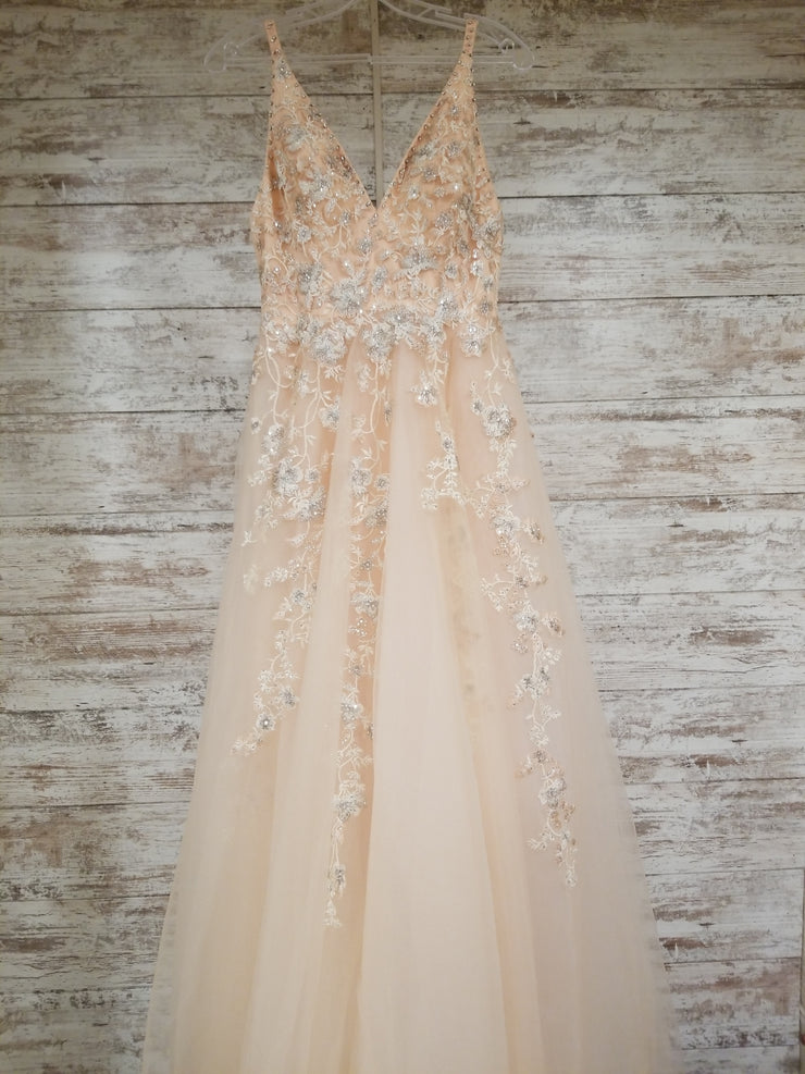 PEACH/FLORAL A LINE GOWN