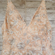 PEACH/FLORAL A LINE GOWN