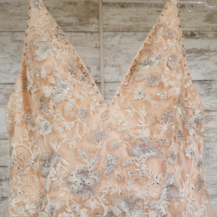 PEACH/FLORAL A LINE GOWN