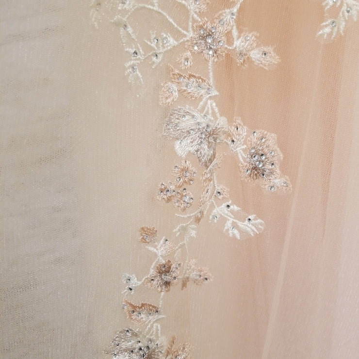 PEACH/FLORAL A LINE GOWN