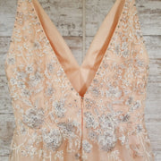 PEACH/FLORAL A LINE GOWN