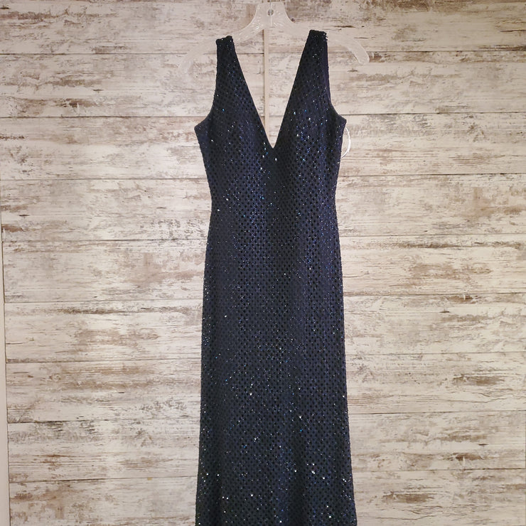 NAVY FULL BEADED LONG GOWN