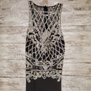 BLACK/SILVER LONG EVENING GOWN