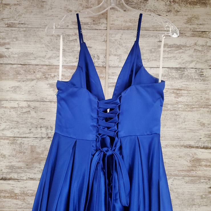 ROYAL BLUE A LINE GOWN