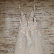 IVORY/BLUE PRINCESS GOWN