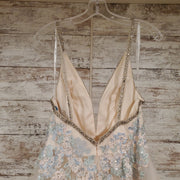 IVORY/BLUE PRINCESS GOWN