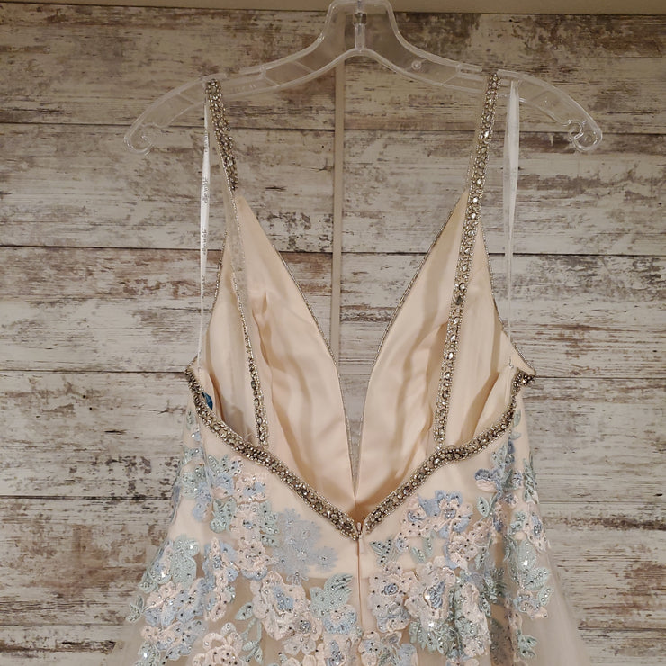 IVORY/BLUE PRINCESS GOWN