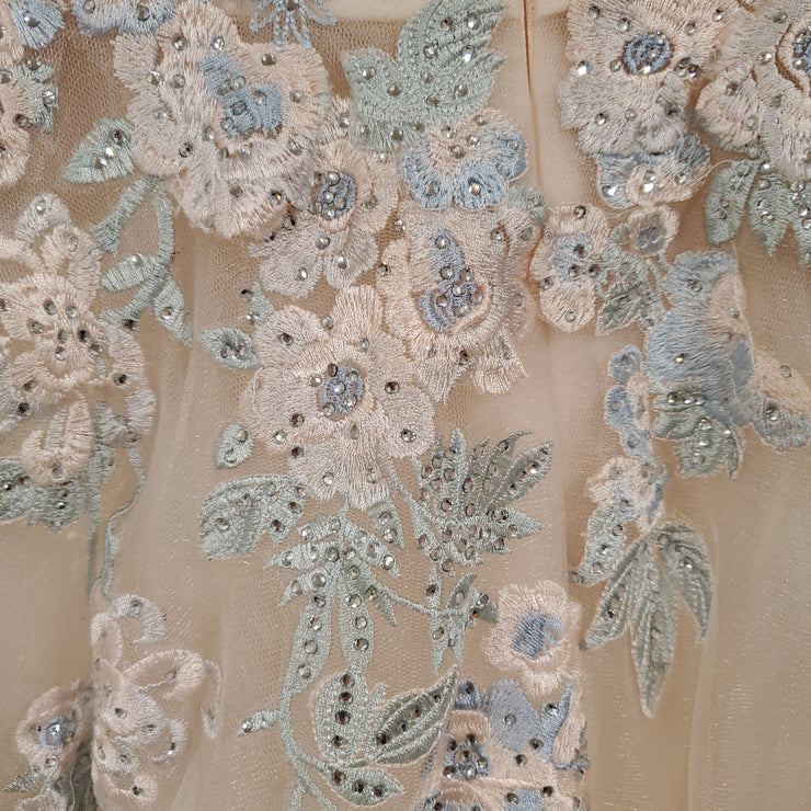 IVORY/BLUE PRINCESS GOWN