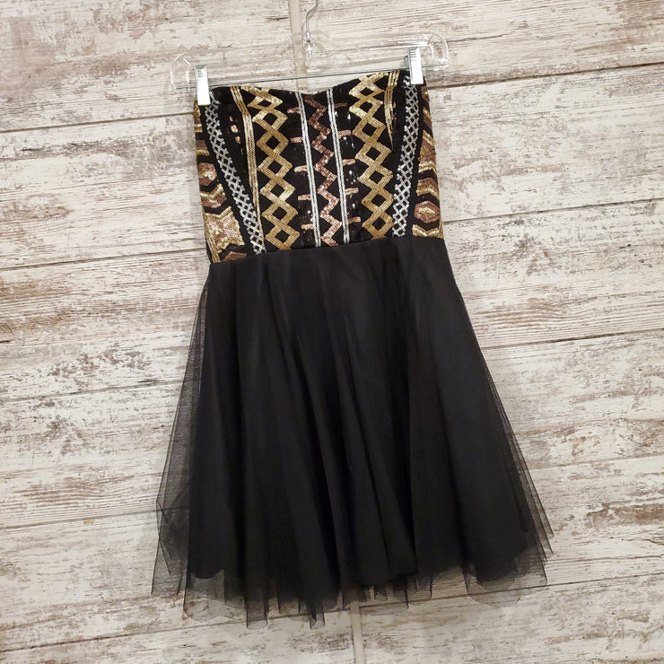 BLACK/SILVER/GOLD SHORT DRESS