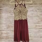 BURGUNDY/GOLD SHORT DRESS