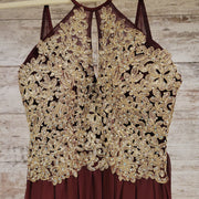 BURGUNDY/GOLD SHORT DRESS