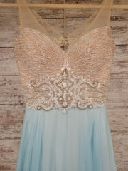 BLUE/IVORY LONG EVENING GOWN