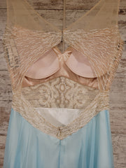 BLUE/IVORY LONG EVENING GOWN