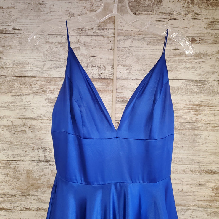 ROYAL BLUE A LINE GOWN