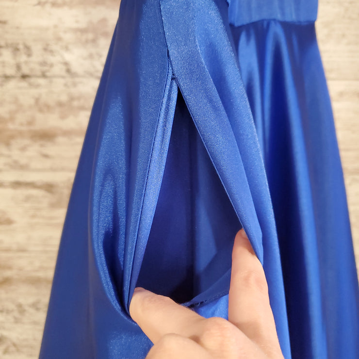 ROYAL BLUE A LINE GOWN