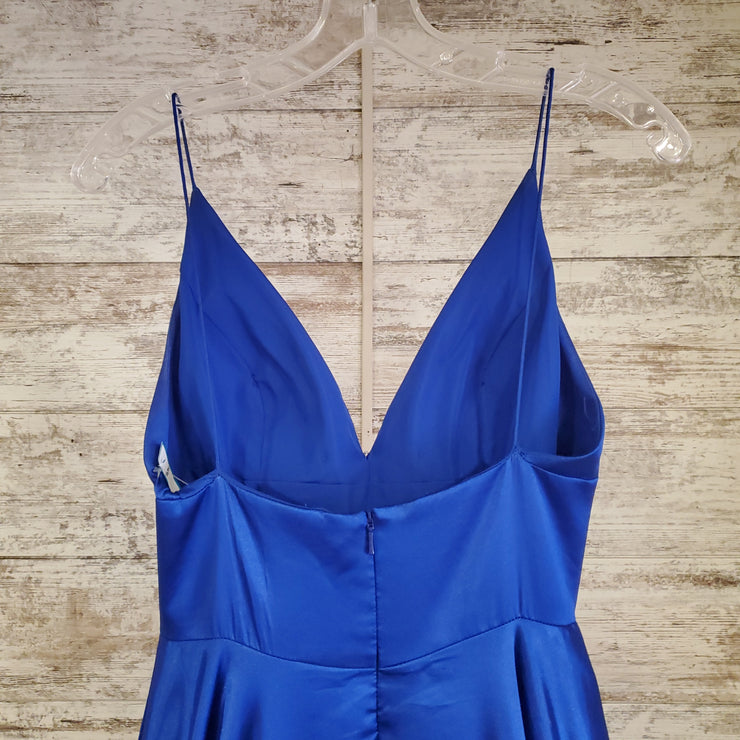 ROYAL BLUE A LINE GOWN