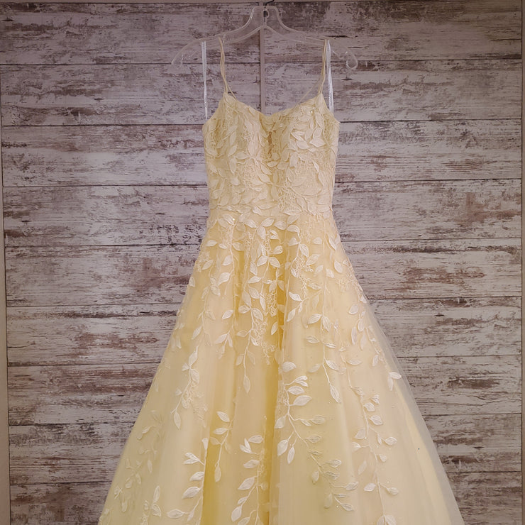 YELLOW/FLORAL A LINE GOWN