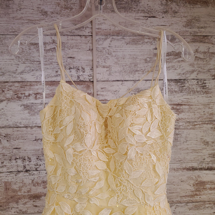 YELLOW/FLORAL A LINE GOWN