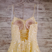 YELLOW/FLORAL A LINE GOWN