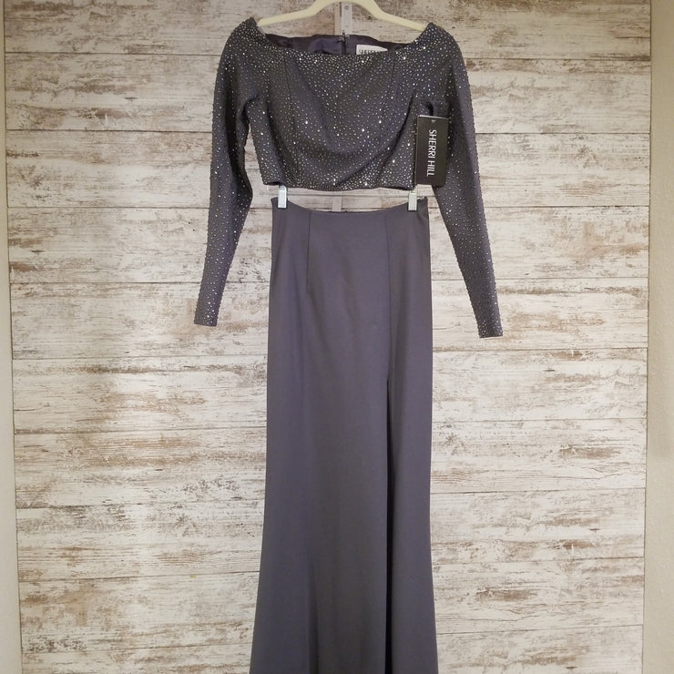 GRAY 2 PC. LONG GOWN SET (NEW)