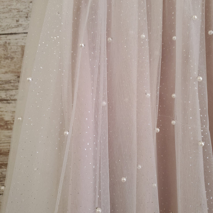 WHITE/BLUSH A LINE GOWN