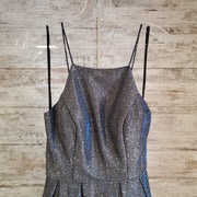 BLUE/GRAY SPARKLY A LINE GOWN