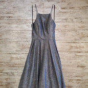 BLUE/GRAY SPARKLY A LINE GOWN