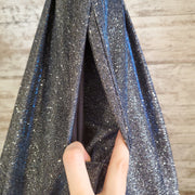 BLUE/GRAY SPARKLY A LINE GOWN