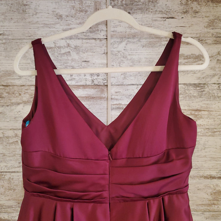 BURGUNDY A LINE GOWN