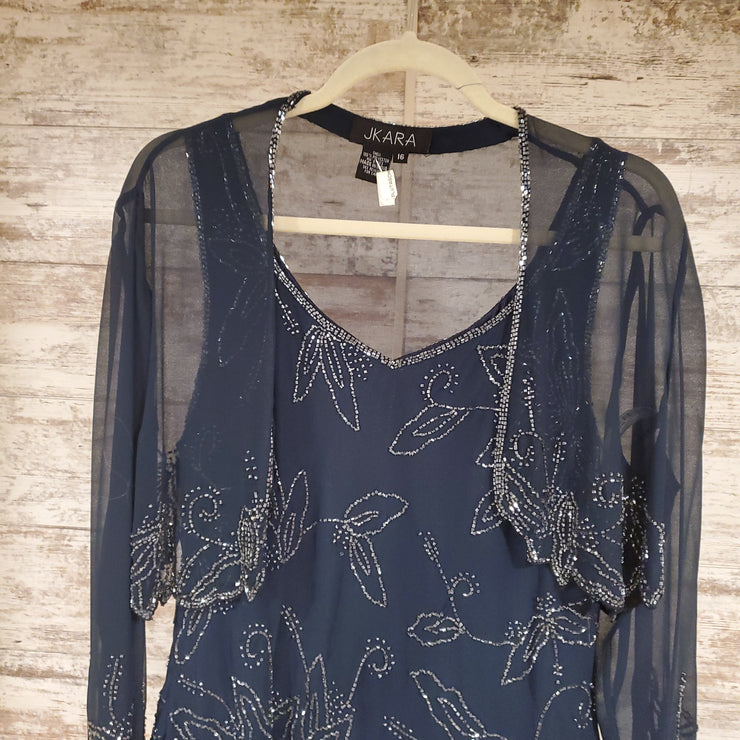 NAVY 2 PC. LONG DRESS SET